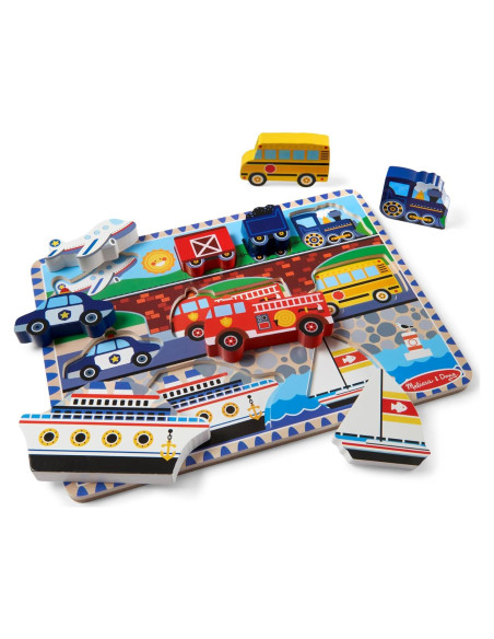 Rompecabezas de Madera Melissa & Doug Vehículos 9 Piezas Rompecabezas de Madera Melissa & Doug Vehículos 9 Piezas