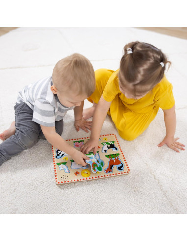 Rompecabezas de Sonido de Animales de Granja Melissa & Doug - 8 Piezas de Madera