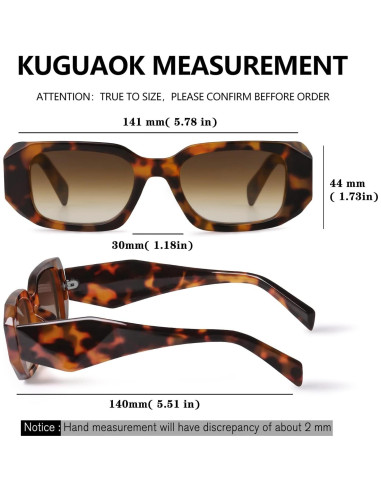 Gafas de Sol KUGUAOK Retro 90s 100% UV Mujeres 3 Pzs