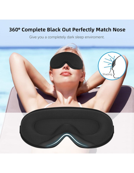 Máscara para dormir 3D ANPKEC, bloquea 99% luz, ajustable Máscara para dormir 3D ANPKEC, bloquea 99% luz, ajustable