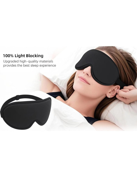Máscara para dormir 3D ANPKEC, bloquea 99% luz, ajustable Máscara para dormir 3D ANPKEC, bloquea 99% luz, ajustable
