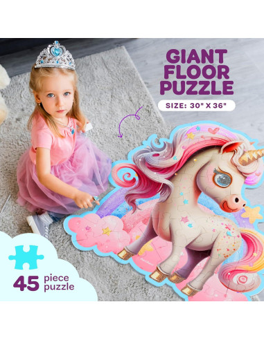 Rompecabezas de Piso Unicornio Dan&Darci 45 Piezas 3-6 Años
