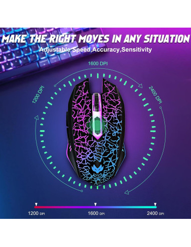 Ratón Gaming Inalámbrico LuLabboard JS280 2400 DPI RGB