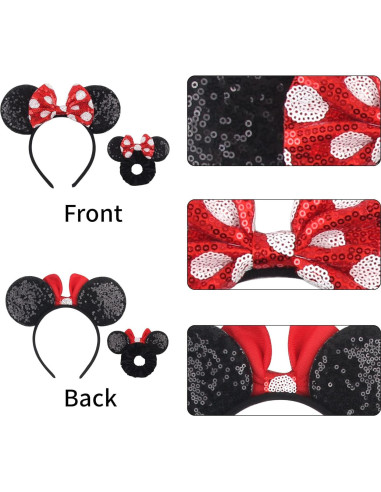 Set Diadema Orejas de Ratón y Scrunchies Zhezesmila - 4 Piezas