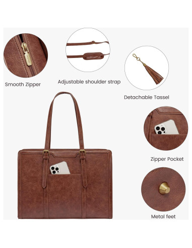 Bolsa para Laptop LOVEVOOK 15.6" Cuero Vintage Marrón