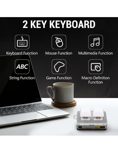 Teclado Macro de 2 Teclas Gugxiom RGB Programable USB-C/Bluetooth