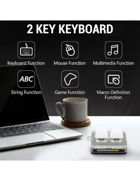 Teclado Macro de 2 Teclas Gugxiom RGB Programable USB-C/Bluetooth Teclado Macro de 2 Teclas Gugxiom RGB Programable USB-C/Bluetooth