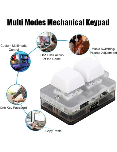 Teclado Macro de 2 Teclas Gugxiom RGB Programable USB-C/Bluetooth