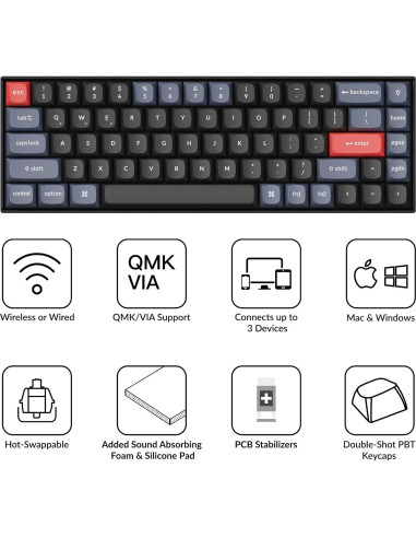 Teclado Mecánico Inalámbrico Keychron K6 Pro 65% Retroiluminado