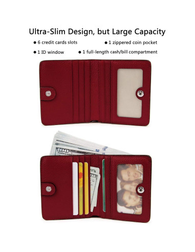 Cartera de Cuero AINIMOER Pequeña con Bloqueo RFID