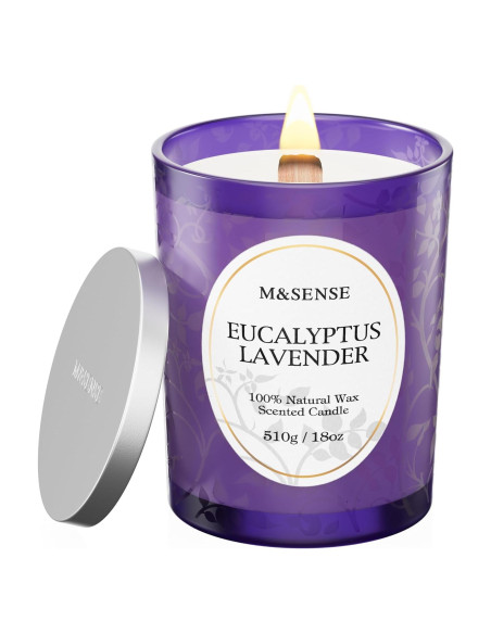 Vela Aromática M&SENSE Eucalipto y Lavanda 18oz 100h Vela Aromática M&SENSE Eucalipto y Lavanda 18oz 100h