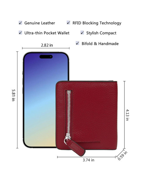 Cartera de Cuero AINIMOER Pequeña con Bloqueo RFID Cartera de Cuero AINIMOER Pequeña con Bloqueo RFID