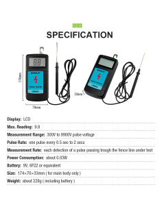 Medidor de Voltaje de Cerca Eléctrica Digital Allsun 300V-9900V 2