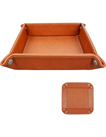 Bandeja de Valet Eurow de Cuero Vegano Plegable Marrón 18.7cm Bandeja de Valet Eurow de Cuero Vegano Plegable Marrón 18.7cm