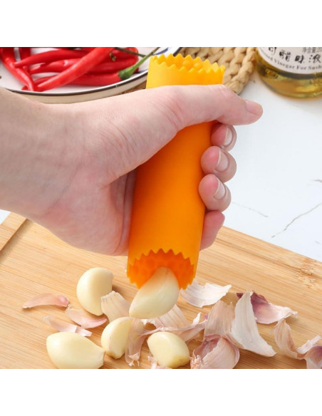 Pelador de Ajo WHTCHSU Silicona Rojo/Naranja 4 Piezas Pelador de Ajo WHTCHSU Silicona Rojo/Naranja 4 Piezas