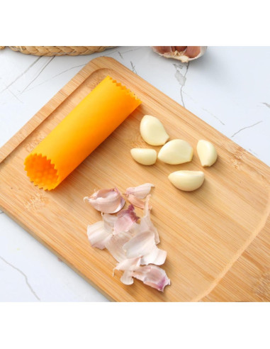 Pelador de Ajo WHTCHSU Silicona Rojo/Naranja 4 Piezas
