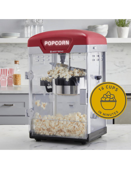 Máquina de Palomitas West Bend 4L con Olla Antiadherente Roja Máquina de Palomitas West Bend 4L con Olla Antiadherente Roja