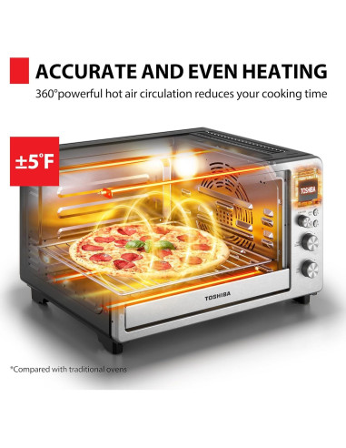 Freidora de Aire Horno Tostador TOSHIBA 26.4L 12-en-1 Acero Inoxidable