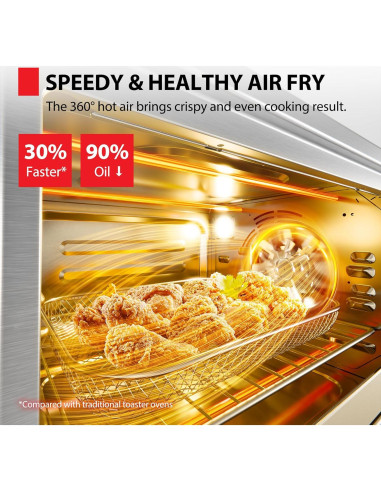 Freidora de Aire Horno Tostador TOSHIBA 26.4L 12-en-1 Acero Inoxidable
