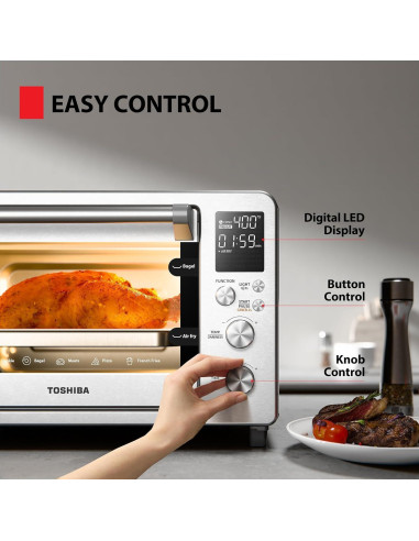 Freidora de Aire Horno Tostador TOSHIBA 26.4L 12-en-1 Acero Inoxidable
