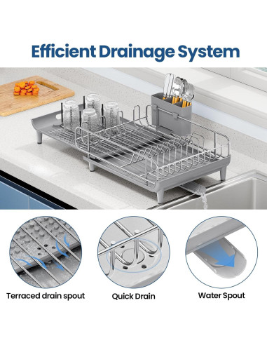 Estante Expandible para Platos TOOLF de Acero Inoxidable Gris