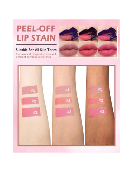 Set de Tinte Labial Peel Off LYSdefeu - 3 Piezas Rosa Mate