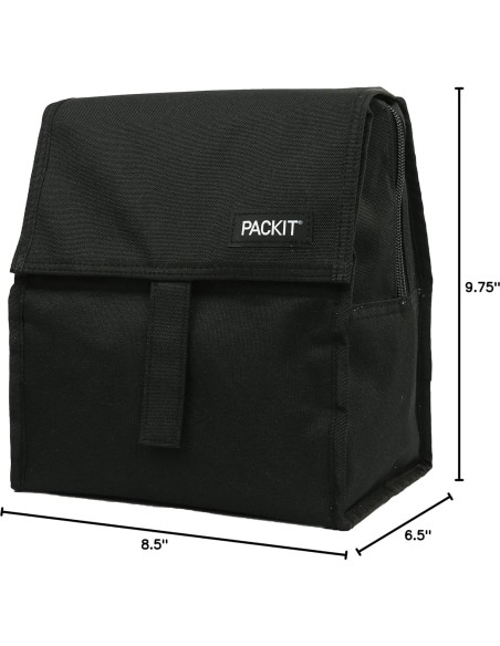 Bolsa de Almuerzo Congelable PackIt Negra 340ml Plegable Bolsa de Almuerzo Congelable PackIt Negra 340ml Plegable