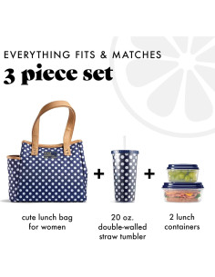 Bolsa de Almuerzo Aislada Fit & Fresh Punto Marino 4 Piezas 2