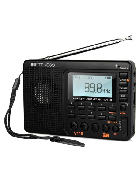 Radio Digital AM FM Retekess V115 Portátil con Batería Recargable Radio Digital AM FM Retekess V115 Portátil con Batería Recargable