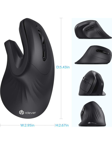 Ratón Inalámbrico Ergonómico iClever TM209G 1600 DPI Ratón Inalámbrico Ergonómico iClever TM209G 1600 DPI