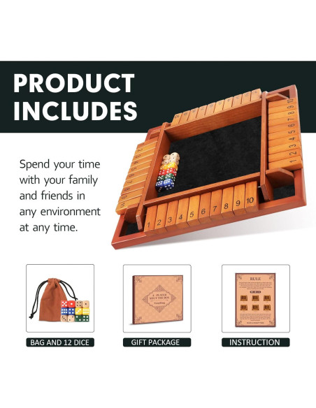 Juego de Mesa Shut The Box TooyBing para 4 Jugadores Juego de Mesa Shut The Box TooyBing para 4 Jugadores