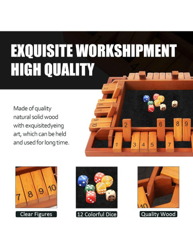 Juego de Mesa Shut The Box TooyBing para 4 Jugadores