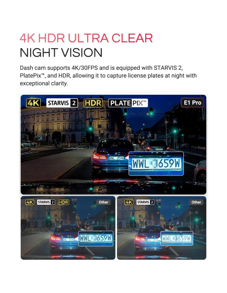Cámara de Tablero Vantrue E1 Pro 4K con GPS y WiFi 5G Cámara de Tablero Vantrue E1 Pro 4K con GPS y WiFi 5G