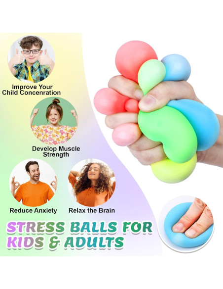 Paquete de 4 Pelotas Antiestrés VISCOO 6.1 cm Alivio Ansiedad Paquete de 4 Pelotas Antiestrés VISCOO 6.1 cm Alivio Ansiedad