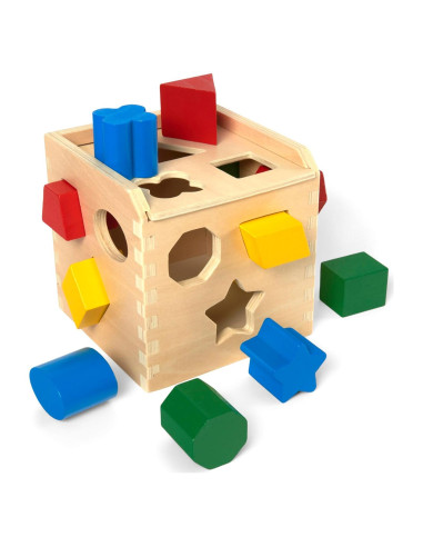 Cubo de Clasificación de Formas Melissa & Doug - Juguete de Madera 12 Piezas