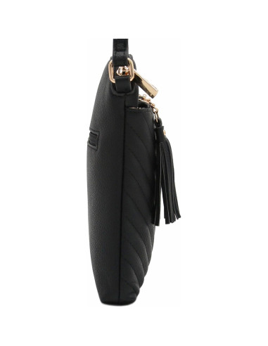 Bolso Cruzado Mediano FashionPuzzle Negro Acolchado