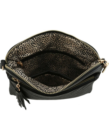 Bolso Cruzado Mediano FashionPuzzle Negro Acolchado
