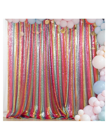 Fondo Brillante Arcoíris 2.13m x 2.13m ShinyBeauty para Fiestas