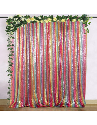 Fondo Brillante Arcoíris 2.13m x 2.13m ShinyBeauty para Fiestas