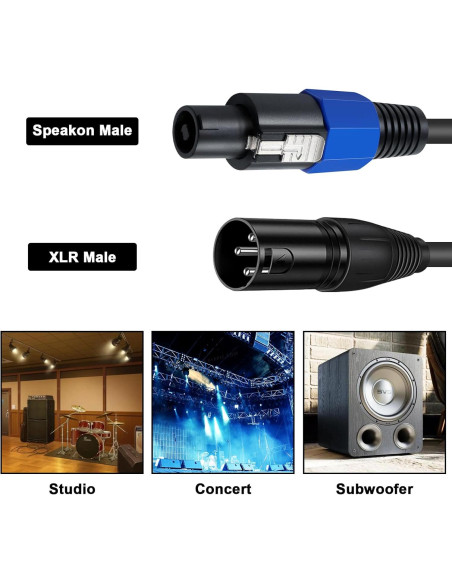 Cable Speakon a XLR Macho 1.83m Poyiccot 18 AWG para Audio Cable Speakon a XLR Macho 1.83m Poyiccot 18 AWG para Audio