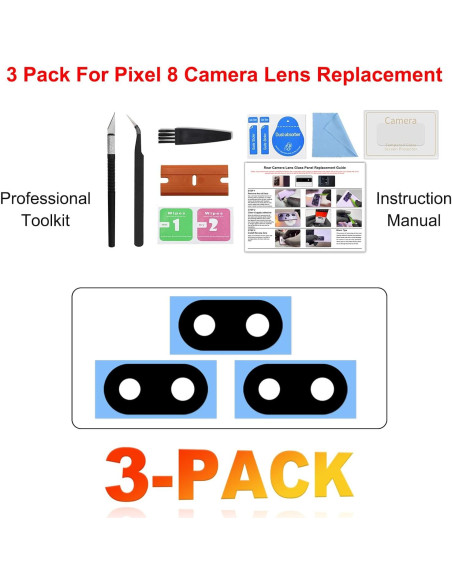 Paquete de 3 Lentes de Cámara Trasera BATLABB para Pixel 8 Paquete de 3 Lentes de Cámara Trasera BATLABB para Pixel 8