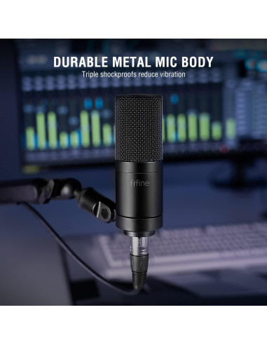 Micrófono XLR FIFINE K669C + Cable XLR Macho a Hembra