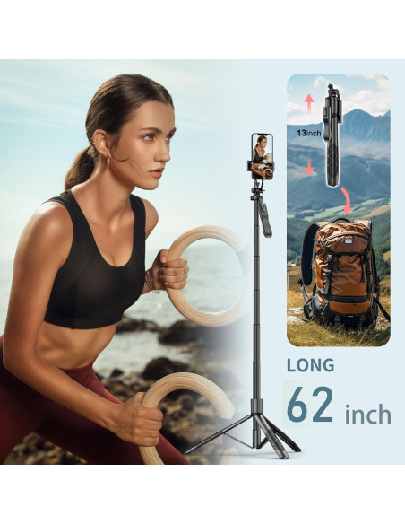 Trípode para Selfie CCBLZLL con 2 Luces LED 157 cm Trípode para Selfie CCBLZLL con 2 Luces LED 157 cm