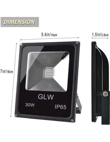 Luz de Inundación LED RGB Mos Lighting 30W IP65 Control Remoto