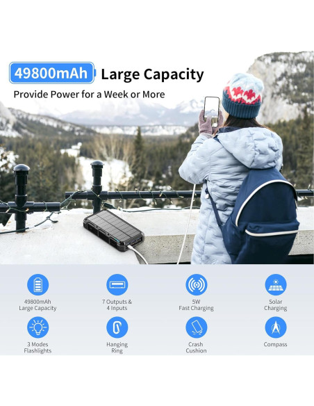 Banco de Energía Solar 49800mAh Carga Rápida Inalámbrica Banco de Energía Solar 49800mAh Carga Rápida Inalámbrica