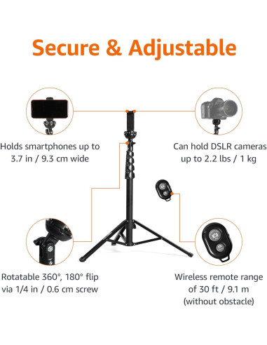 Trípode Extensible Amazon Basics 162 cm para Smartphones