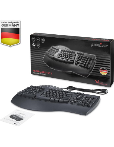 Teclado Ergonómico con Cable Perixx PERIBOARD-512 y Ratón Vertical Inalámbrico PERIMICE-713