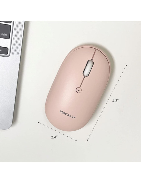 Ratón Inalámbrico Bluetooth Macally Rosa - Silencioso y Recargable Ratón Inalámbrico Bluetooth Macally Rosa - Silencioso y Recargable