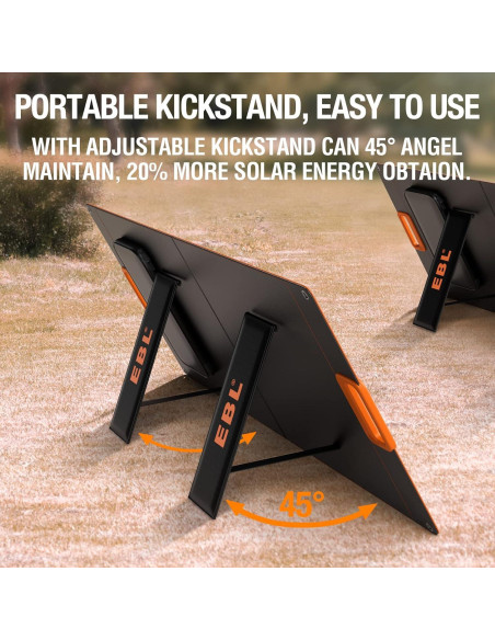 Panel Solar EBL 100W Portátil con Soporte Ajustable Panel Solar EBL 100W Portátil con Soporte Ajustable