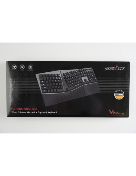 Teclado mecánico ergonómico Perixx PERIBOARD-535 - Clicky Azul